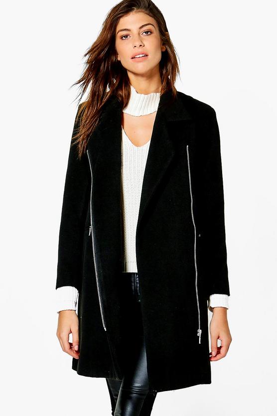 Tilly Zip Up Wool Look Coat